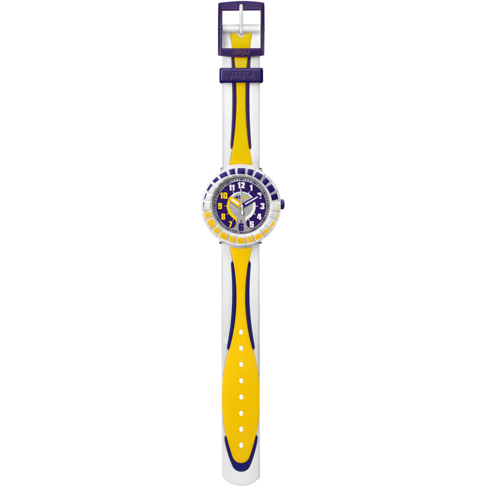 Flik Flak 7+ Power Time FCSP010 All Around Yellow & Purple Watch