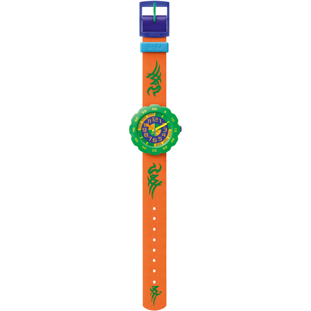 Flik Flak 5+ Power Time FPSP002 Pres-Cool Boy in Orange Watch