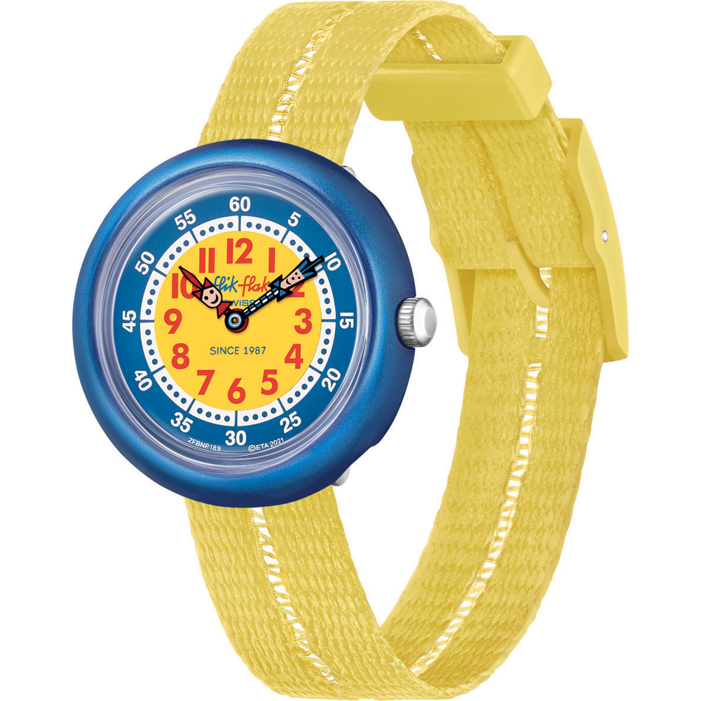 Flik Flak 5+ Power Time FBNP189 Retro Yellow Watch