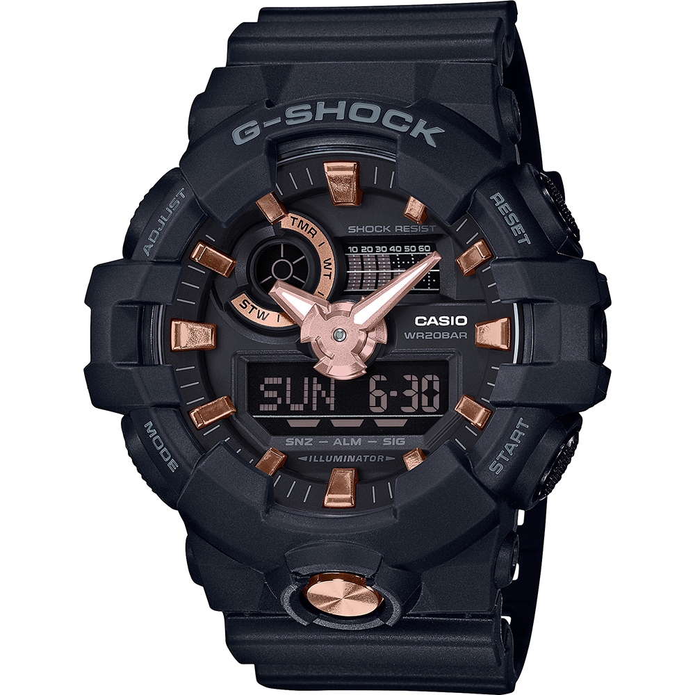 G-Shock Classic Style GA-710B-1A4ER Black and Gold Watch