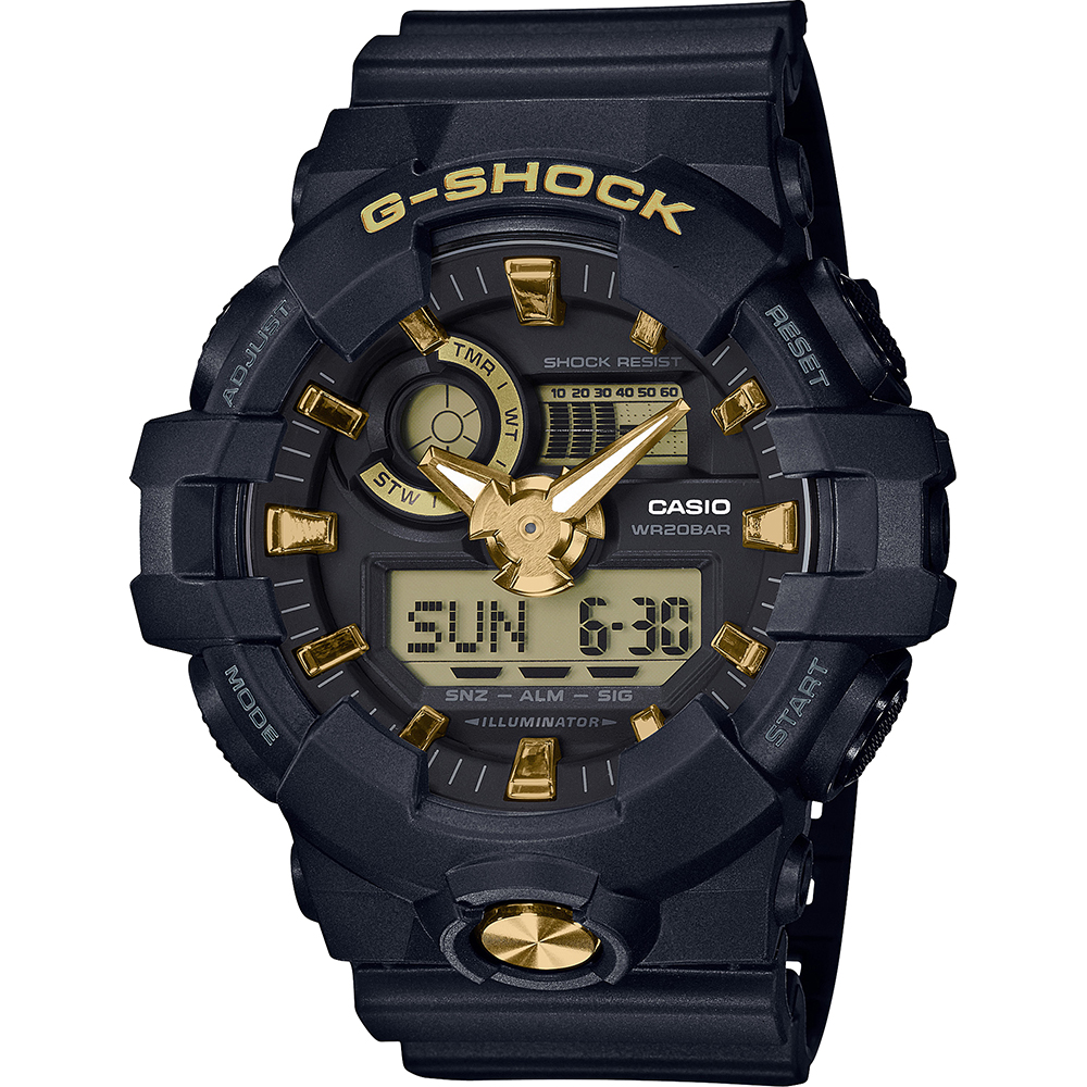 G-Shock Classic Style GA-710B-1A9ER Black and Gold Watch