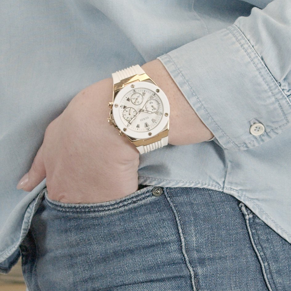 guess watch white strap