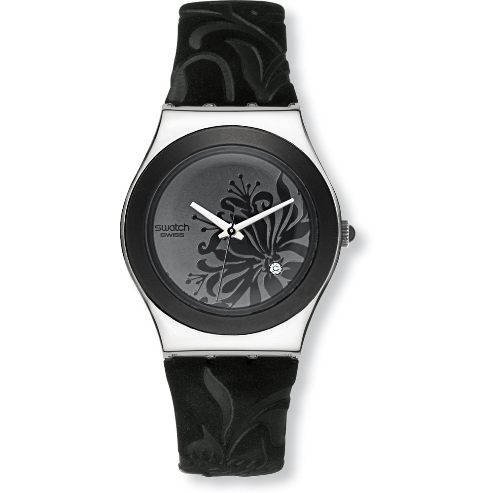 Swatch Irony Medium YLS146 Black Flower Watch