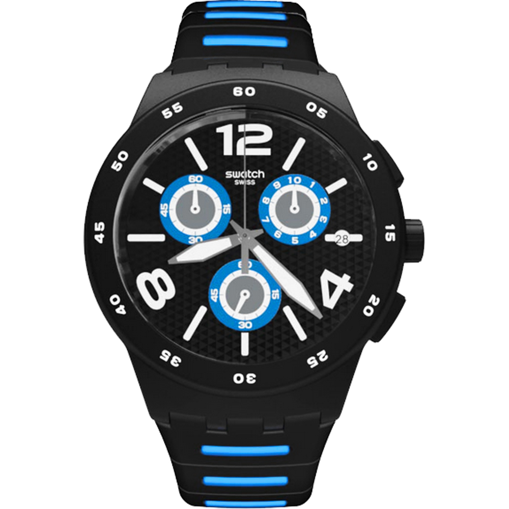 Swatch New Chrono Plastic SUSB410 Black Spy Watch
