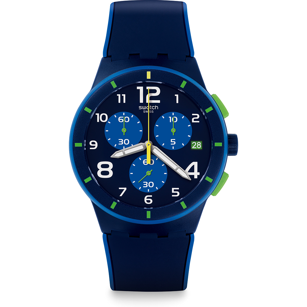 Swatch New Chrono Plastic SUSN409 Bleu Sur Bleu Watch