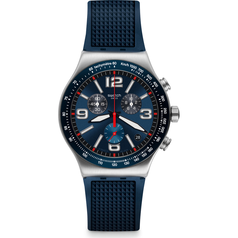 Swatch Irony - Chrono New YVS454 Blue Grid Watch