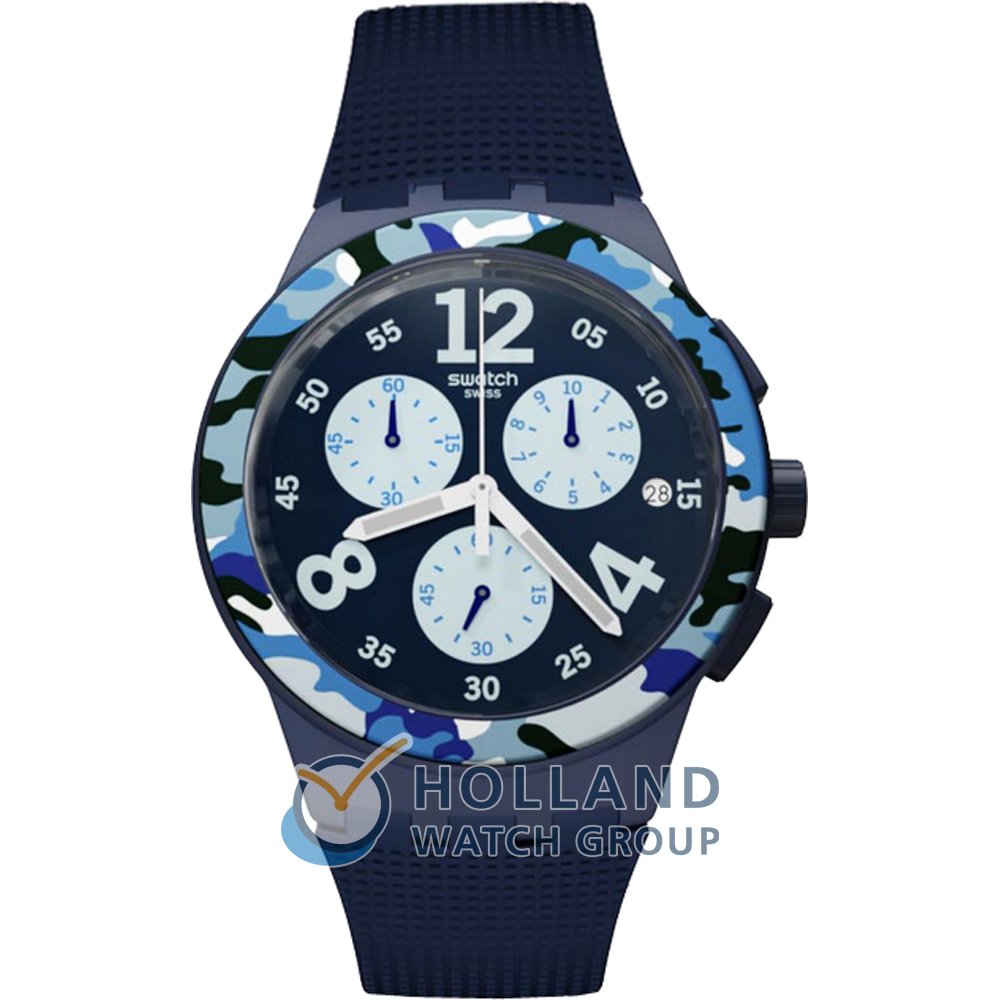 Swatch New Chrono Plastic SUSN414 Camoblu Watch
