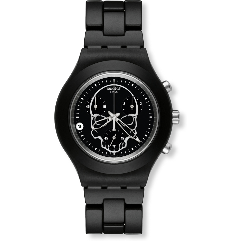 Swatch Chrono SVCF4001AG Full-Blooded Black Skull Watch