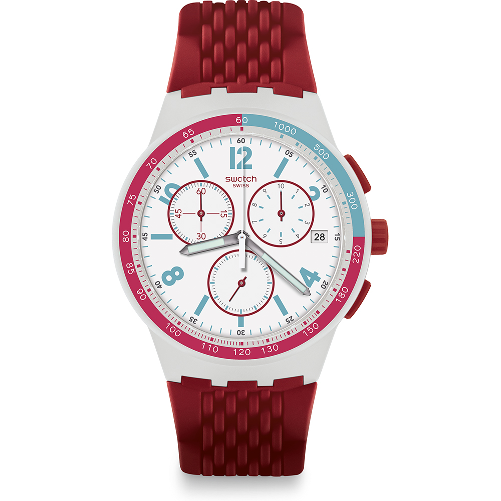 Swatch New Chrono Plastic SUSM403 Red Track Watch