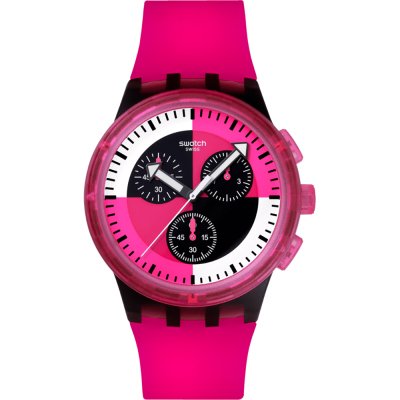 Swatch New Chrono Plastic SUSB110 Fuchsia Lines Watch