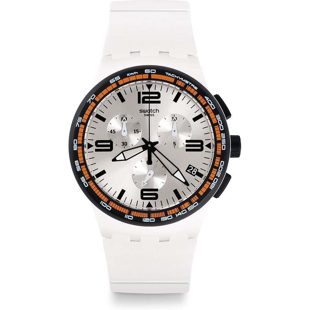 Swatch New Chrono Plastic SUSW405 White Blades Watch